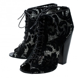 مملوكة مسبقًا بوت للكاحل جيفنشي أسود برباط مقدمة مفتوحة مقاس 38