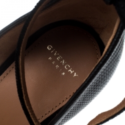 Pre Owned صندل جيفنشي سيور كاحل ماتيلدا جلد وقطيفة أسود مقاس 39