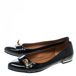 Givenchy Black Leather Shark Tooth Ballet Flats Size 41