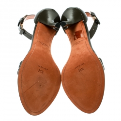 Givenchy Olive Green Leather Ankle Strap Open Toe Sandals Size 38.5