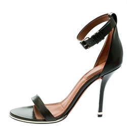 Givenchy Olive Green Leather Ankle Strap Open Toe Sandals Size 38.5
