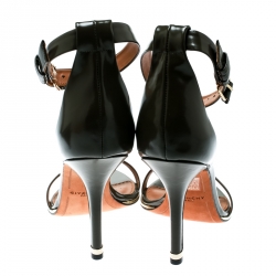 Givenchy Olive Green Leather Ankle Strap Open Toe Sandals Size 38.5