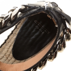 Pre Owned Givenchy Black Leather Chain Detail Espadrilles Size 39