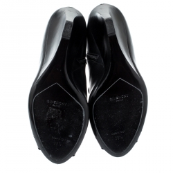 Givenchy Black Leather Wedge Heel Open Toe Ankle Boots Size 39.5