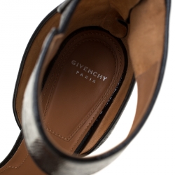 Givenchy Black Leather Chain Detail Ankle Cuff Sandals Size 39