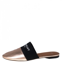 مملوكة مسبقًا Givenchy Metallic Bronze Leather Flat Mules Size 38