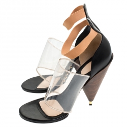 مملوكة مسبقًا Givenchy Black Leather and PVC Albertina Sandals Size 40