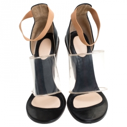 مملوكة مسبقًا Givenchy Black Leather and PVC Albertina Sandals Size 40