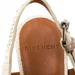 Givenchy Beige/Brown Python Leather Cut Out Ankle Strap Sandals Size 37