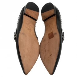 Pre Owned Givenchy Black Studded Leather Buckle Logo Detail Flat Mules Size 39