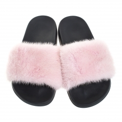 مملوكة مسبقًا Givenchy Pink Mink Fur Flat Slides Size 38