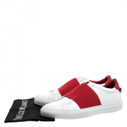 Givenchy White/Red Leather And Elastic Band Urban Street Slip On Sneakers Size 39.5