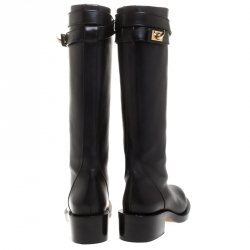 Givenchy Black Leather Shark Lock Knee Length Boots Size 40
