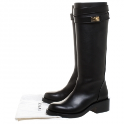 Givenchy Black Leather Shark Lock Knee Length Boots Size 40
