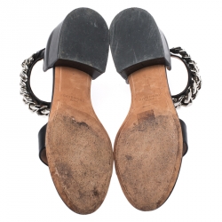 Givenchy Black Leather Ankle Chain Open Toe Sandals Size 39