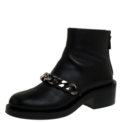 Givenchy Black Leather Chain Link Laura Ankle Boots Size 38