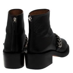 Givenchy Black Leather Chain Link Laura Ankle Boots Size 38