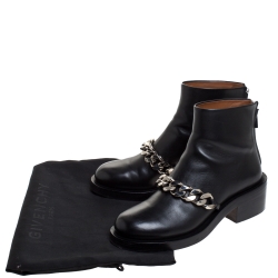 Givenchy Black Leather Chain Link Laura Ankle Boots Size 38