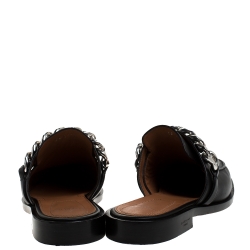 Givenchy Black Leather Chain Mules Size 37