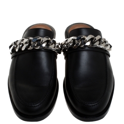 Givenchy Black Leather Chain Mules Size 37