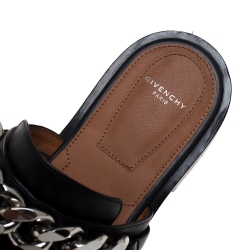 Givenchy Black Leather Chain Mules Size 37