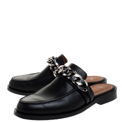 Givenchy Black Leather Chain Mules Size 37
