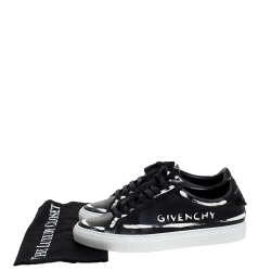 مملوكة مسبقًا Givenchy Black/White Leather Grafitti Low Top Sneakers Size 39.5