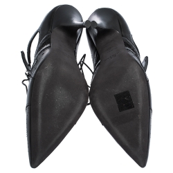مملوكة مسبقًا Givenchy Black Leather And Lace Pointed Toe Ankle Booties Size 37