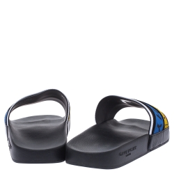 Pre Owned Givenchy Multicolor Nylon Logo Web Pool Slide Sandals Size 41