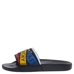 Pre Owned Givenchy Multicolor Nylon Logo Web Pool Slide Sandals Size 41