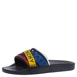 Pre Owned Givenchy Multicolor Nylon Logo Web Pool Slide Sandals Size 41
