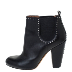 Pre Owned حذاء بوت للكاحل جيفنشي مقدمة مدببة جلد مرصع أسود مقاس 39