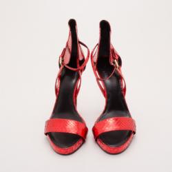 Givenchy Red Metallic Python Sandals Size 38