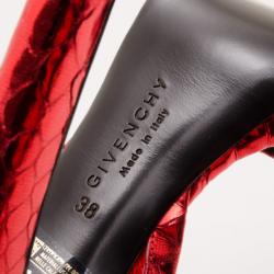 Givenchy Red Metallic Python Sandals Size 38