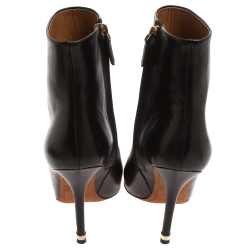 Pre Owned Givenchy Black Leather Zip Ankle Boots Size 38