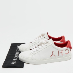 Pre Owned Givenchy White/Red Leather Reverse Sneakers Size 39.5