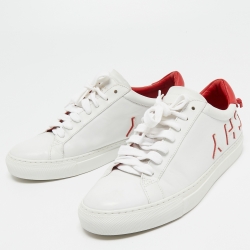 Pre Owned Givenchy White/Red Leather Reverse Sneakers Size 39.5
