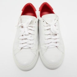 Pre Owned Givenchy White/Red Leather Reverse Sneakers Size 39.5