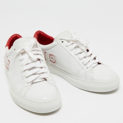 Pre Owned Givenchy White/Red Leather Reverse Sneakers Size 39.5