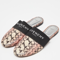 Pre Owned Givenchy Pink/Beige Python Bedford Flat Mules Size 39