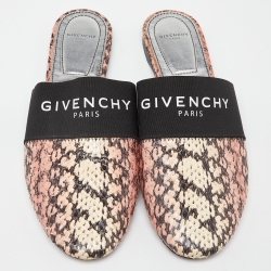 Pre Owned Givenchy Pink/Beige Python Bedford Flat Mules Size 39