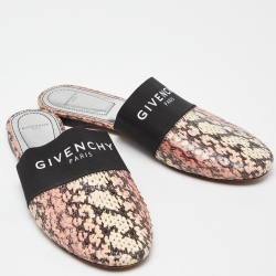 Pre Owned Givenchy Pink/Beige Python Bedford Flat Mules Size 39
