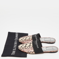 Pre Owned Givenchy Pink/Beige Python Bedford Flat Mules Size 39