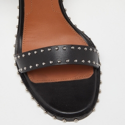 Pre Owned Givenchy Black Leather Studded Ankle Strap Sandals Size 39.5