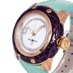 Pre Owned Glam Rock White Gold-Plated Steel Miami GR10529 Women's Wristwatch 46MM