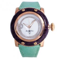 Pre Owned Glam Rock White Gold-Plated Steel Miami GR10529 Women's Wristwatch 46MM