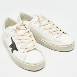 Pre Owned Golden Goose White/Grey  Leather Hi Star Sneakers Size 37