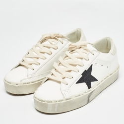 Pre Owned Golden Goose White/Grey  Leather Hi Star Sneakers Size 37