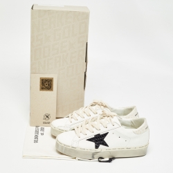 Pre Owned Golden Goose White/Grey  Leather Hi Star Sneakers Size 37