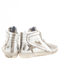 Golden Goose White Leather And Suede Slide High Top Sneakers Size 41